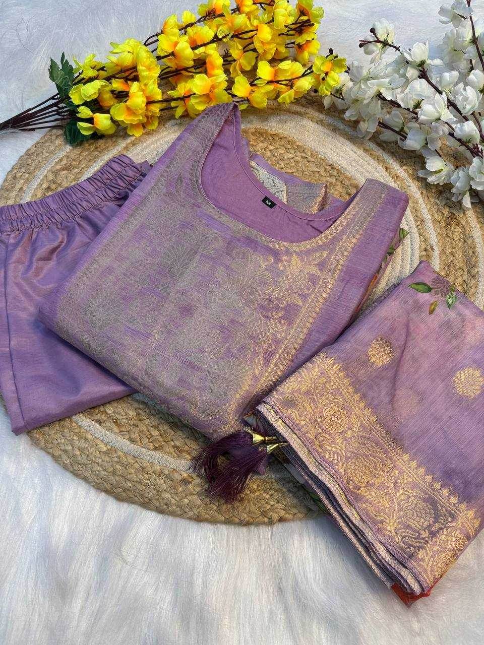 Tissue Silk Party Wear Printed Kurtis Kurti Bottom With Dupatta - MYLUXURY LANE ENTERPRISE